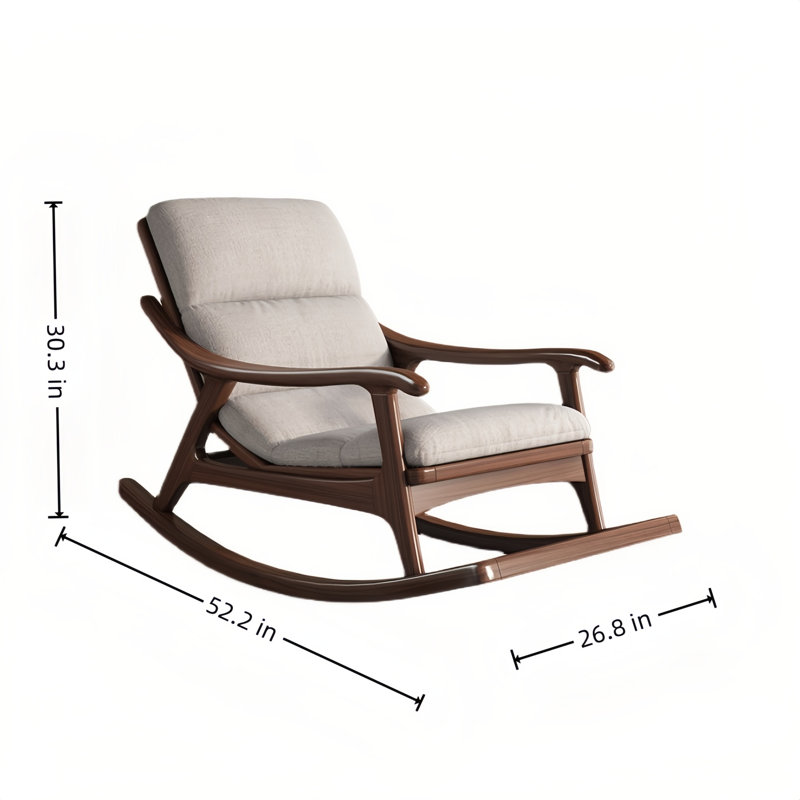 Chaise berçante moderne en bois massif rembourré