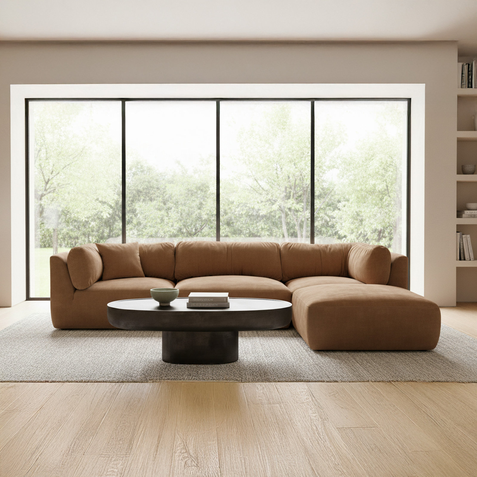 Colette Modular Corner Sectional, Tan Polyester