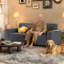 3 Seater Sofa with Spring Cushion Cup Holder for Bedroom Dark Grey