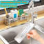 Organisateur de panier d'évier de cuisine en acier inoxydable | Vidange automatique rapide | Diviseur de conception | Parfait pour les éponges et les outils de nettoyage