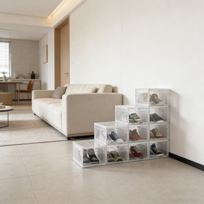 Boîte de rangement transparente pour chaussures empilable