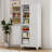 Modern Metal Accent Storage Cabinet Tall White for Kitchen Pantry Food-1998084238