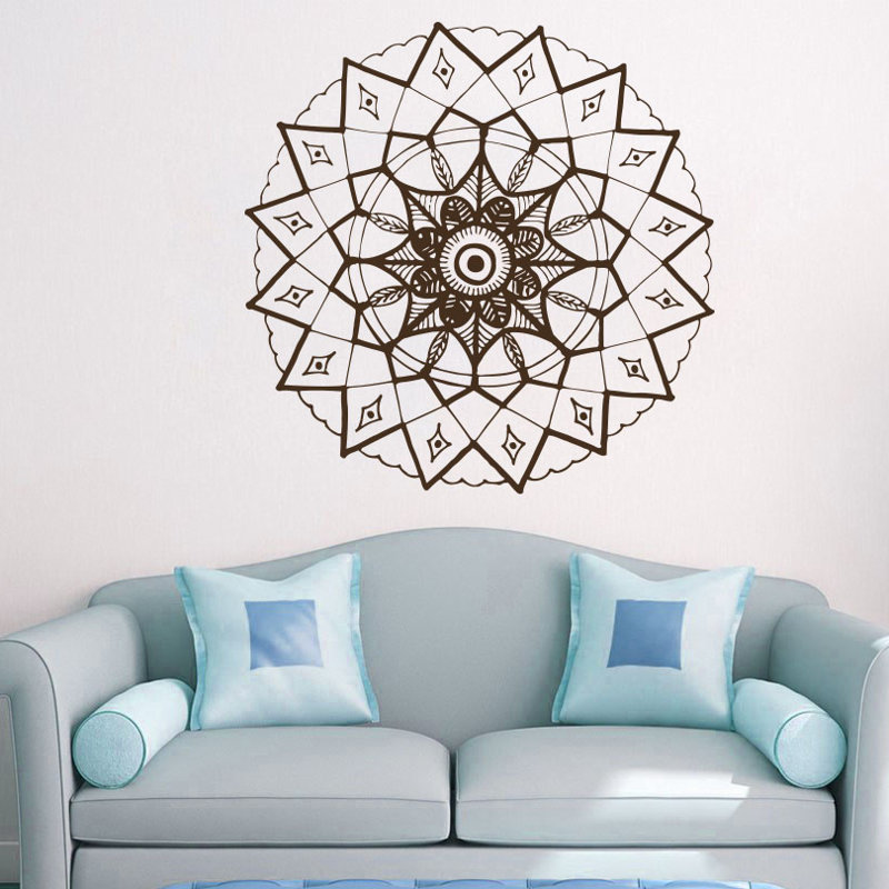 Adhésif décoratif mandala yoga, H 36 po x l 36 po, Brun