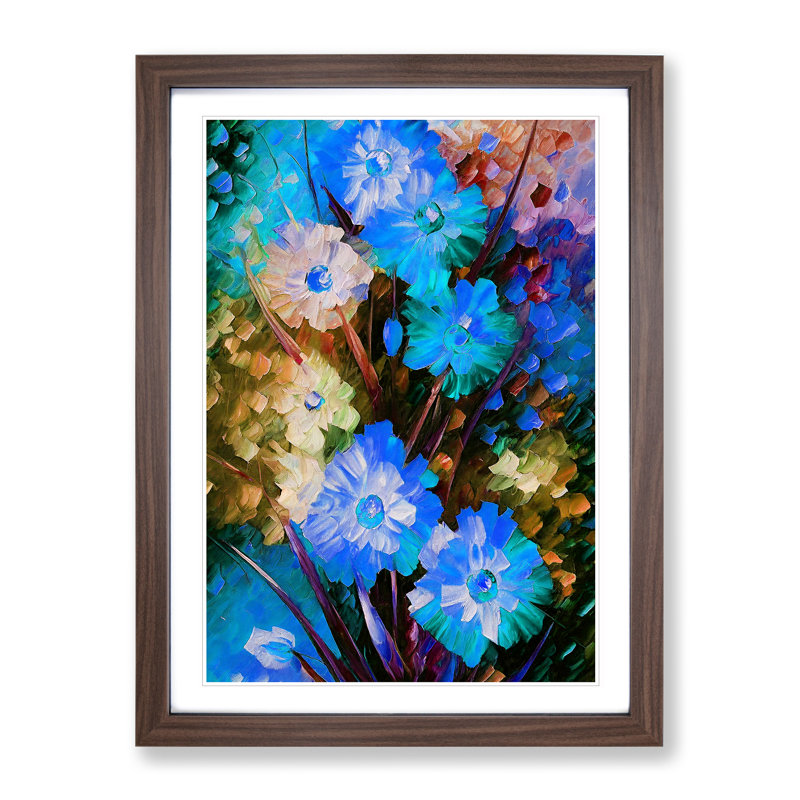 Bunch of Flowers No.1 - Wall Art, 48cm H x 36cm W, Walnut Framed, White