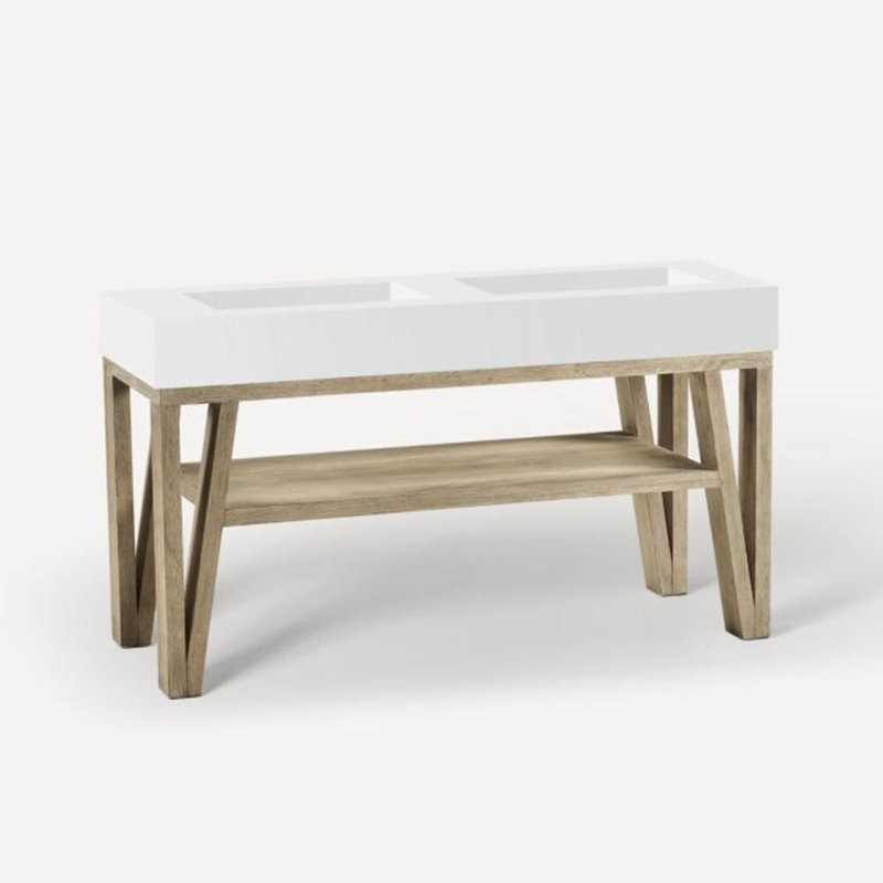 Bodo 59.63" Double Bathroom Vanity Set, Light Burnt Oak
