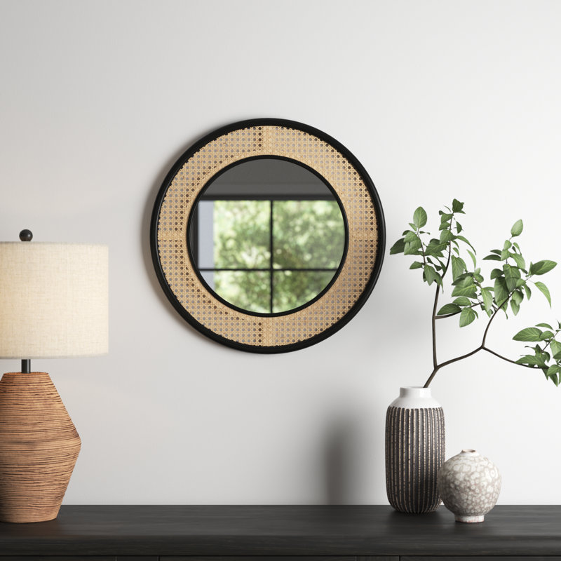 Serna Round Wall Mirror, Black