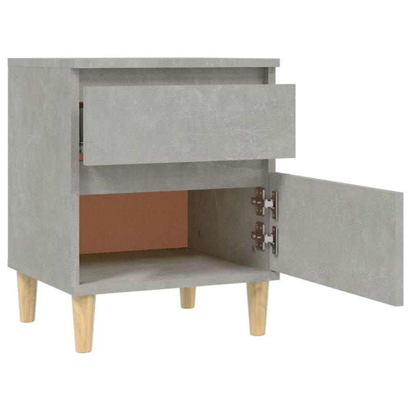 Elias 40cm W Solid + Manufactured Wood Bedside Table, Concrete Grey