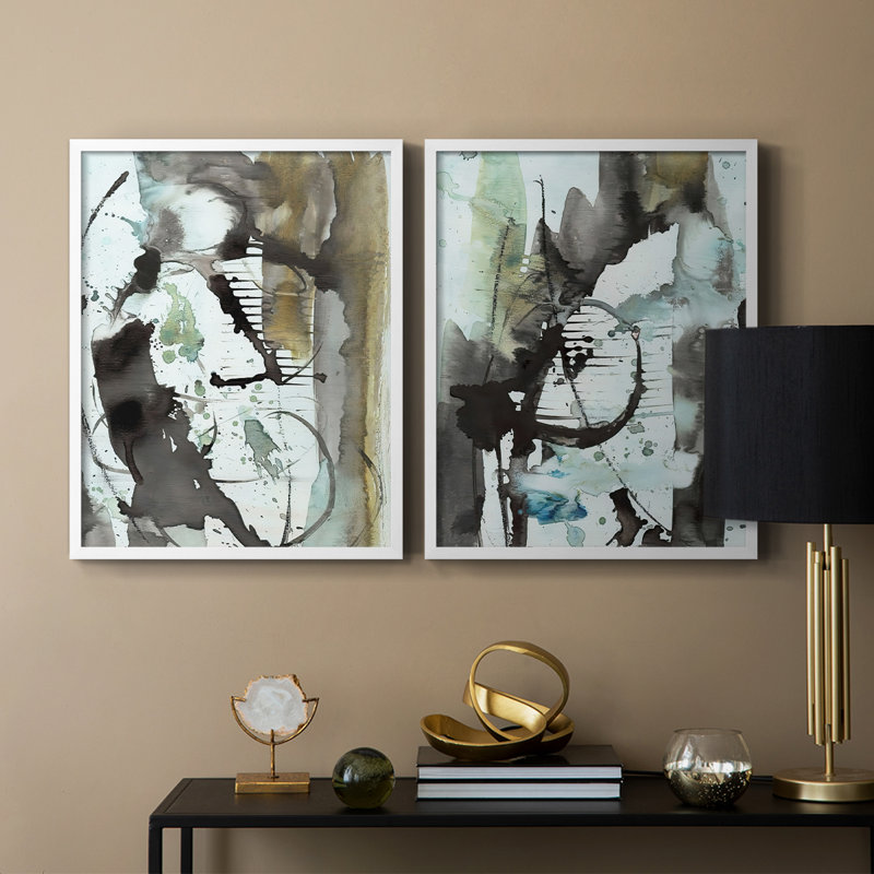 «Lyrical Abstract I», reproduction encadrée de qualité supérieure - prête à être accrochée - aucun clou requis - aucun clou requis