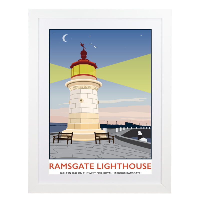 Ramsgate Lighthouse - Print, 50cm H x 40cm W x 1cm D, White Framed