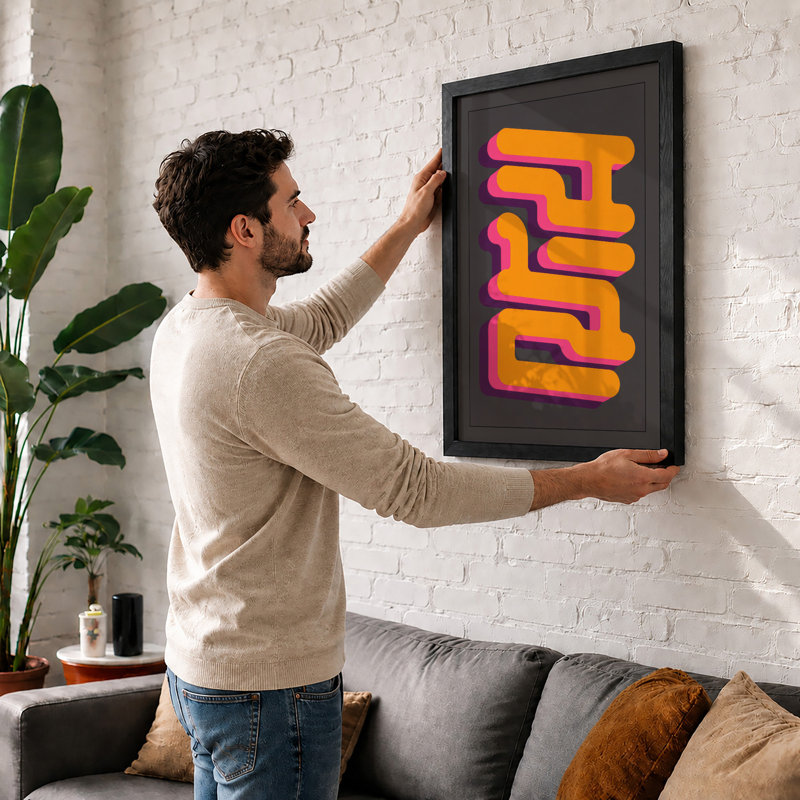 Stacked Rhythm Geometric - Framed Print, Black, A4 - 29.7 x 21.0 cm
