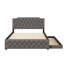 Grand lit rembourré avec lit gigogne simple et chargeurs, tissu en lin gris