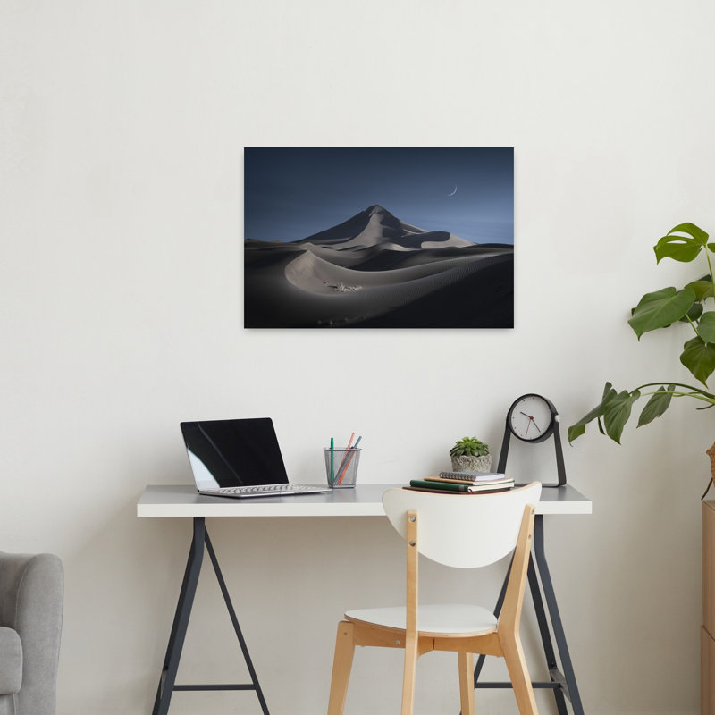 Moonlit Desert Dunes Peaceful Serene Tranquil Landscape Nature Wall Art Print, H 24 po x l 36 po