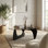 Table basse compacte de style maison de campagne avec plateau en verre trempé et base en bois
