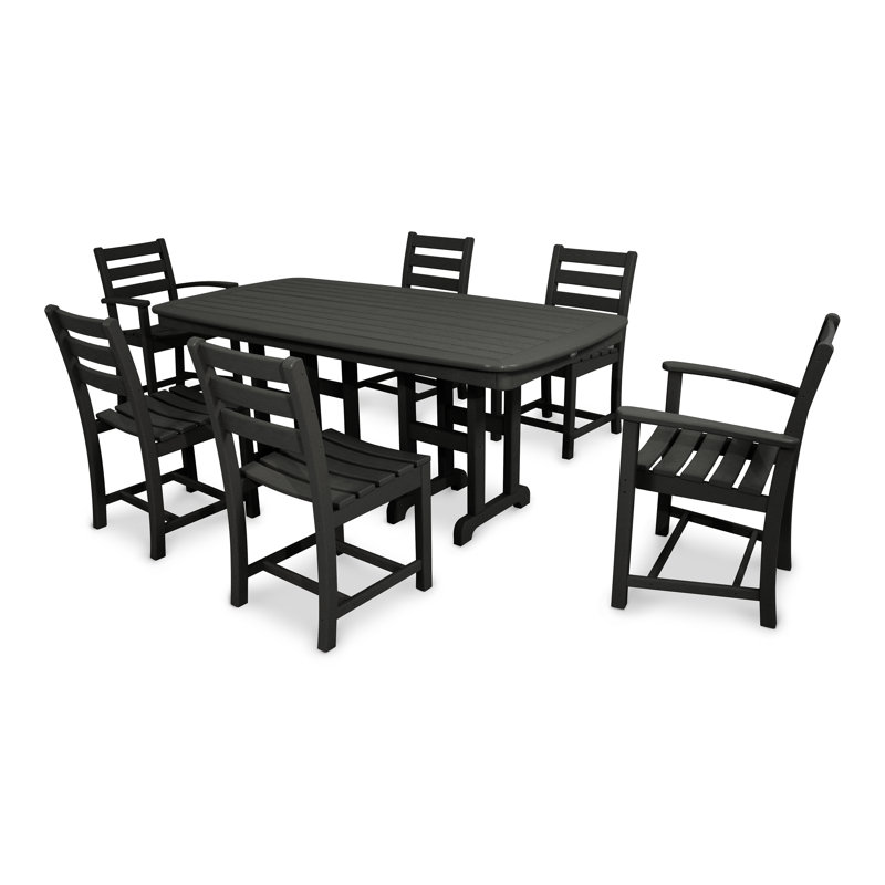 Ensemble repas 7 pièces POLYWOOD Monterey Bay, Revolution® gris anthracite cendré