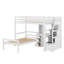 Lit mezzanine simple avec lit autonome, escalier de rangement, bureau, tablettes et tiroirs-1232146330
