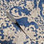 Papier peint damassé baroque bleu marine beige