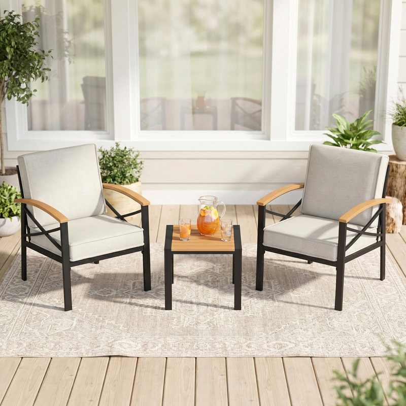 3-Piece Outdoor Conversation Set, Beige
