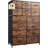 Tall Fabric Dresser With 16 Drawers - Rustic Wood Grain, Space-Saving Storage For Bedroom, Hallway, Closets