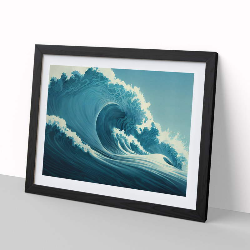 Imaginative Japanese Wave - Single Picture Frame Print, Black, 46cm H x 64cm W x 2cm D