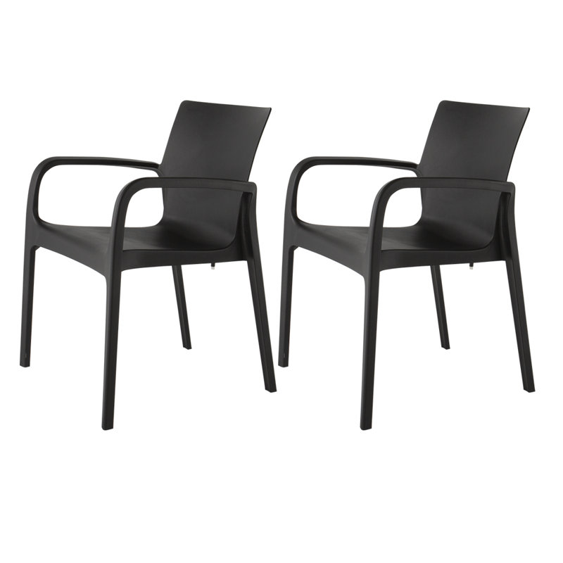 Alissa Resin Stacking Patio Dining Armchair, Black