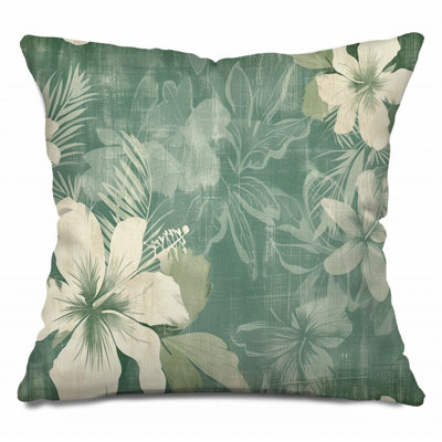 Coussin floral, sergé de coton rétro