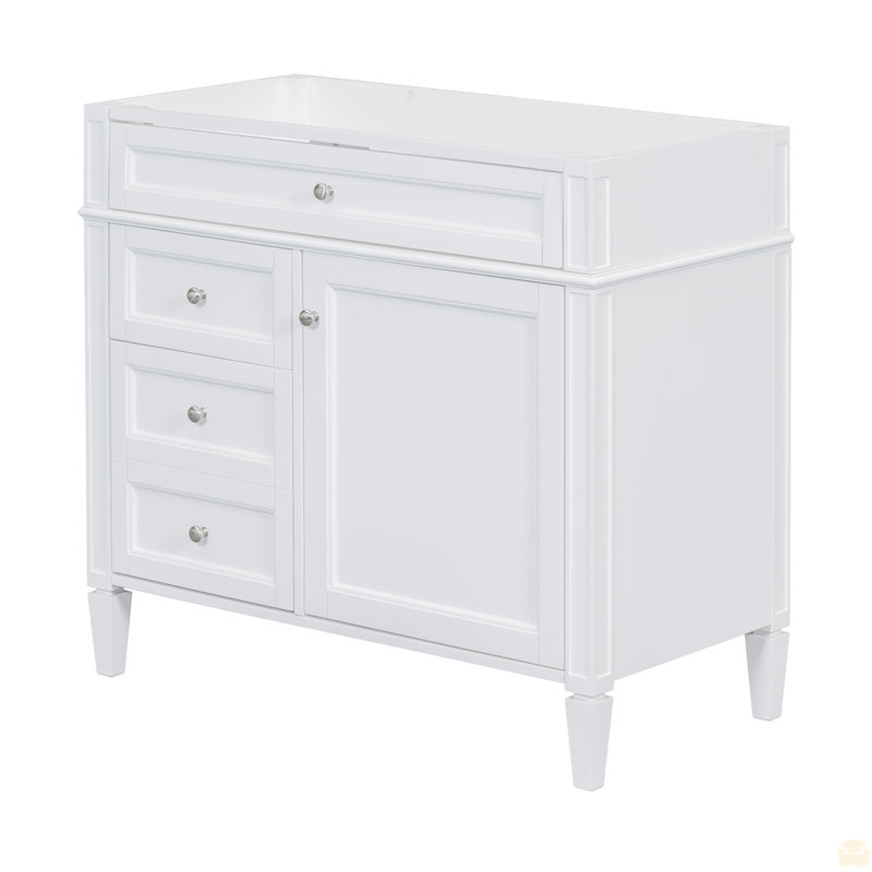 Meuble-lavabo de 36 po sans lavabo supérieur, armoire de rangement de salle de bain avec 2 tiroirs et un tiroir basculant (PAS D'ÉVIER DE BAC)
