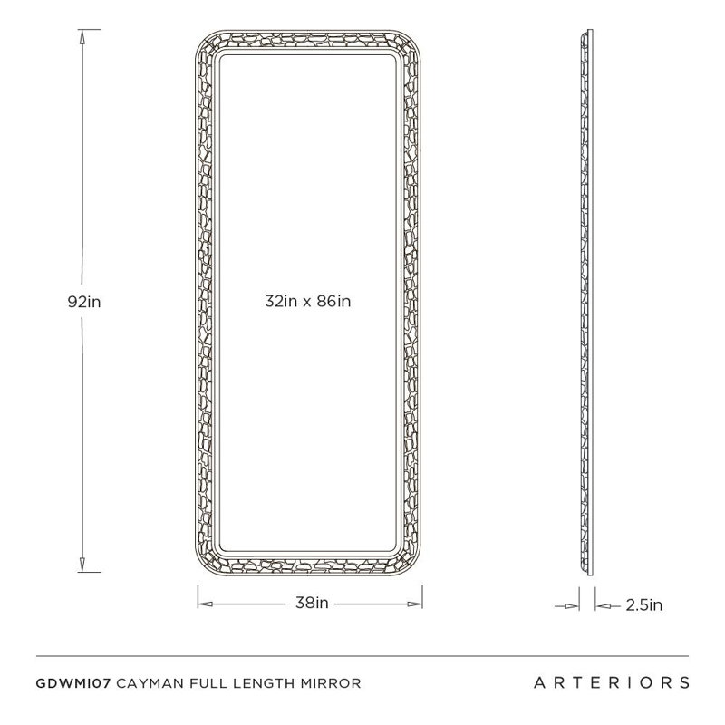 Cayman Full Length Mirror, 92" H x 38" W
