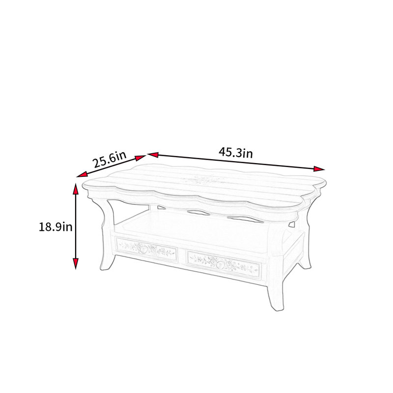 Table basse de style rétro américain, Marron foncé, Beige