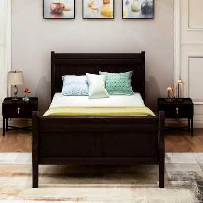 Solid Wood Twin Platform Bed With Finish - Headboard & , Supports Mattress Comfortably Frame: For Bedroom