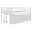 Lit mezzanine double avec bureau d'écriture rétractable et rangement - et tablette blanche fonctionnelle pour économiser de l'espace-2064719592-2064719593