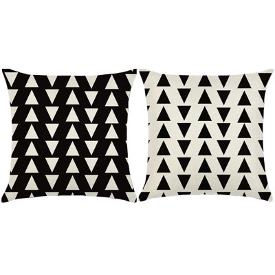 (With Or Without Inserts) Set of 2 Square Geometric Pattern Pillows