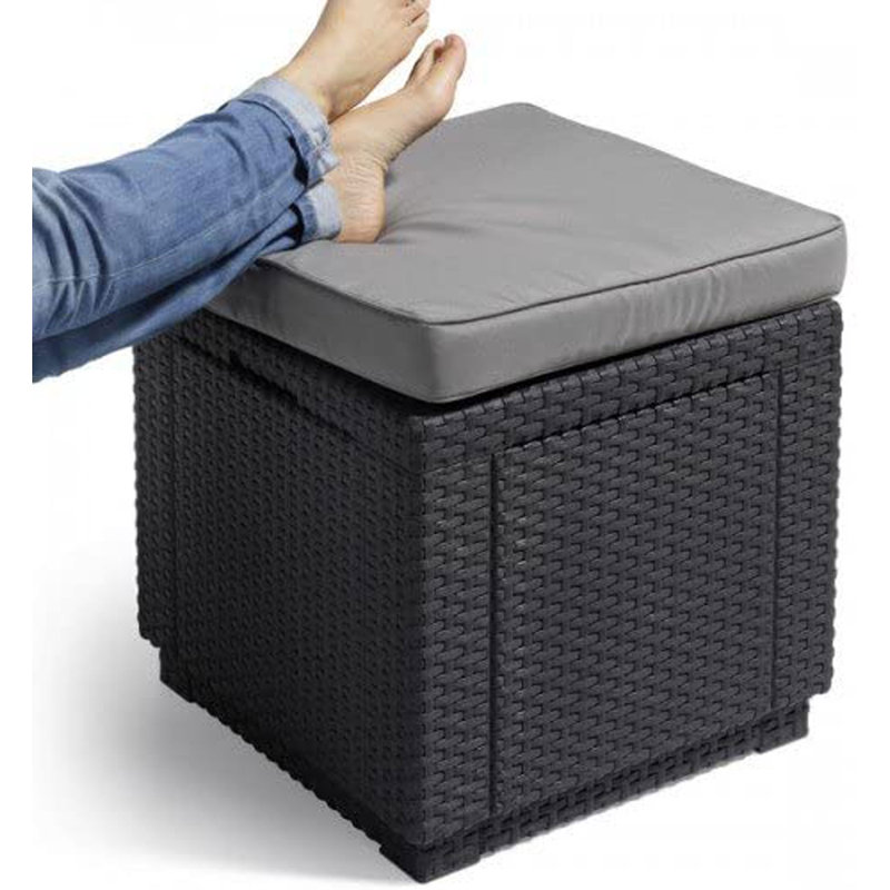 Keter Stool with Cushion, Graphite/Grey