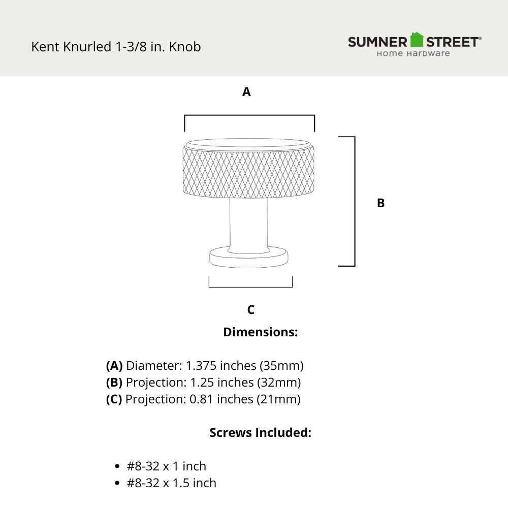 Kent Knurled Round Knob, 1.38", Champagne Bronze