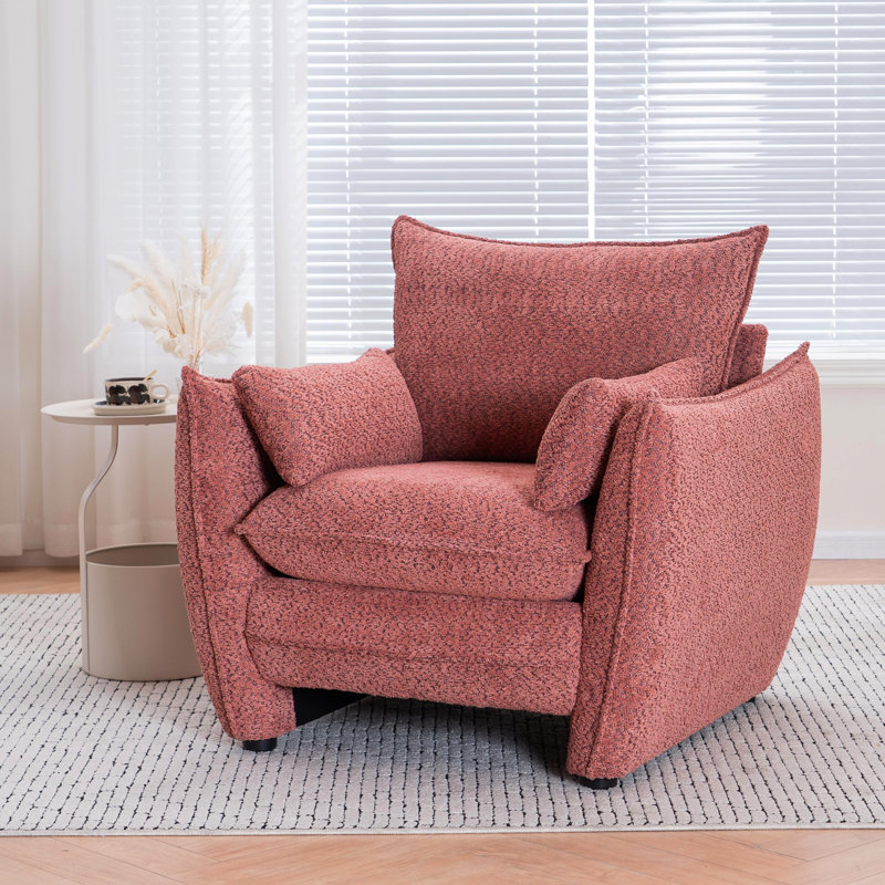 Chaise simple moderne en chenille de 36,66 po de largeur, pour les espaces de repas à la maison, Rouge