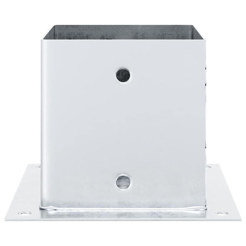 Post Bases Square 12 Pcs Galvanised Steel, Silver, 15cm H x 15cm W x 15cm D