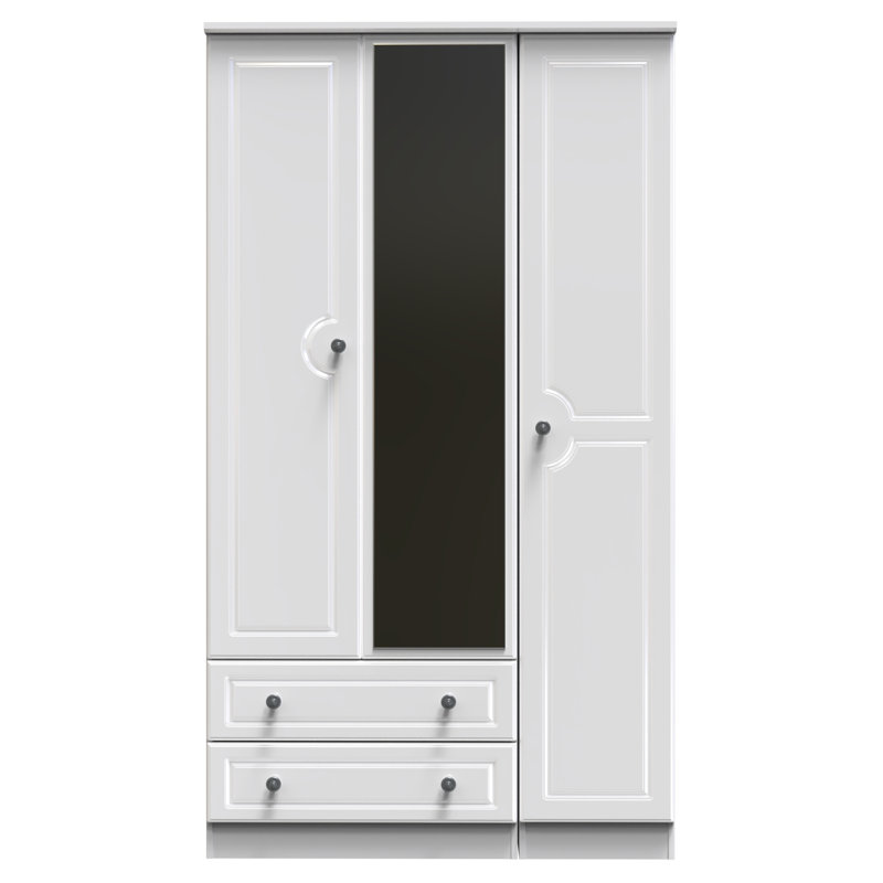 Adala Manufactured Wood Wardrobe, White Gloss/White