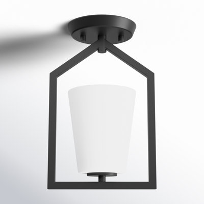Single Light Glass Semi Flush Mount