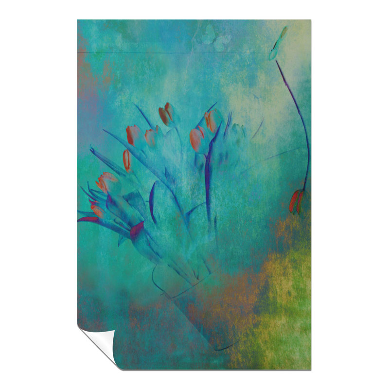 Painterly Red And Blue Tulip In A Vase - No Frame Print, 46cm H x 31cm W