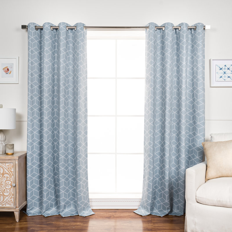 Kamri Polyester Room Darkening Curtain Panel Pair Single Panel, Blue, 52" W x 84" L