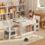 Ensemble multifonctionnel de table et de chaises pour enfants 3 pièces avec plateau amovible, tiroirs de rangement intégrés et tablette ouverte - idéal pour jouer, dessiner, manger et bricoler-437330933