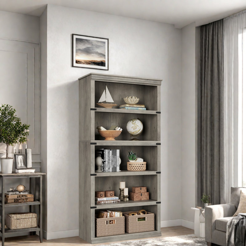 5-shelf Bookcase, Gray
