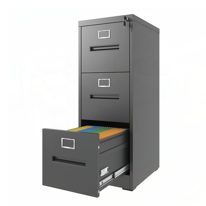 Classeur vertical à 3 tiroirs en métal avec serrure pour le bureau et la maison, format lettre A4, haute sécurité et assemblage facile
