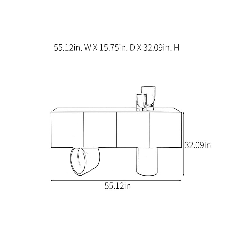Lindell, 32.09" H x 55.12" W x 15.75" D, Black