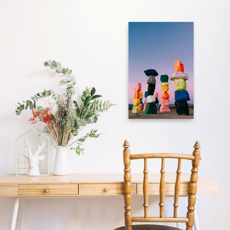 Vibrant Stacked Desert Stones Abstract Architecture Beach Wall Art Print 1 Piece Wrapped Canvas Wall Art