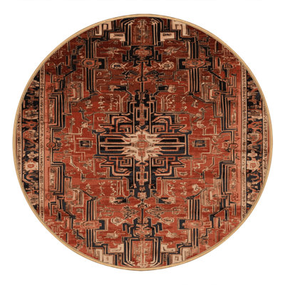 Machine Washable Art Deco Brown Area Rug