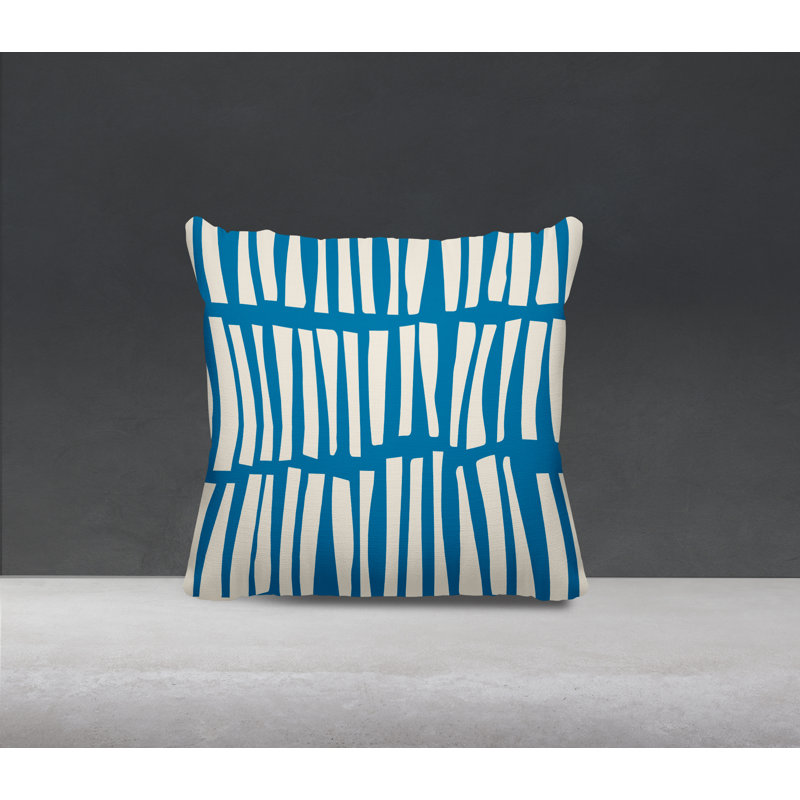 Coussin décoratif réversible Clayton, H 17 po x l 17 po, Turquoise / Blanc cassé