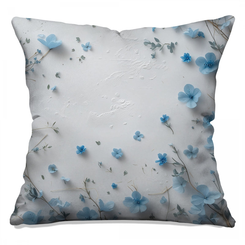 Coussin Blue Flowers, 20 po x 20 po