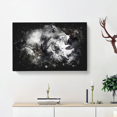 Resting Rhino - Wrapped Canvas