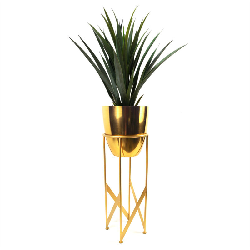 Metal Cachepot, 90" H x 19" W x 19" D, Gold