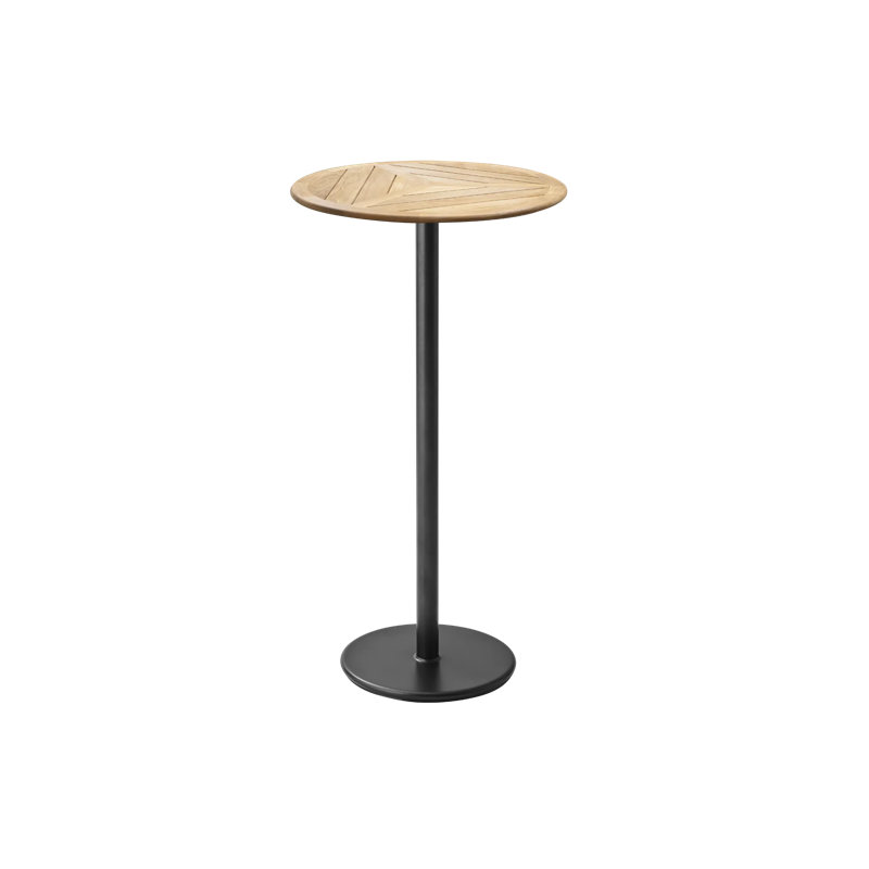 Go Round Outdoor Bar Table ,, Teak, 23.7" W x 23.7" L x 40.8" H, Lava Gray